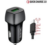 CC286 Cargador Coche con Carga Rápida QC3.0 18W - Cable USB-C