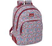 MOCHILA GRANDE "FLORES COIMBRA BURDEOS" 32X42X15 CM (Safta 103804)