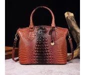 Ombre Crocodile Embossed Handbag  Classic Style Crossbody Bag Women's Leather Satchel Purse