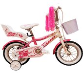 Umit Bicicleta Montaña Niños 12" Diana Rosa con Estabiciclos y Cesta Metálica
