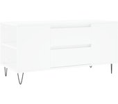 vidaXL Mesa de centro madera de ingeniería 102x44,5x50 cm Blanco, Negro, Blanco brillante Mesita de Salón o Comedor o Auxiliar Mesa de Café Meuble Salón