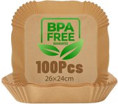 AIGOSTAR 100 Piezas Papel para Freidora de Aire 5-8L, 20-26CM Papel Air Fryer Cuadrado, Papel Freidora Aire Desechable Antiadherente para Horno Microondas