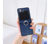 Retro Leather Phone Case for Samsung Galaxy Z Flip 6 5 4 Flip6 Flip5 Flip4 Flip3 5G Finger Ring Buckle Bracket Shockproof Cover