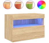 vidaXL Mueble de TV de pared con luces LED 60x30x40 cm, Mueble de Salon, Mueble TV, Mueble TV salon, Mesa de TV, Mueble tele