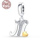 S925 Sterling Silver Heart Shape Letter Pendant Series Charms Fit Original Pandora Bracelet For Women Birthday Fine Jewelry Gift