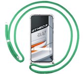 Funda Colgante Transparente para Realme GT Neo 3 5G con Cordon Verde Agua