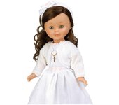 Nancy - Muñeca Vestida de Primera Comunión, Morena, con Vestido Blanco, de Estilo clásico, para colección y Regalar, Famosa (700011490)