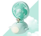 Ventilador de nebulización portátil Humidificador lindo Ventilador de pulverización de escritorio de verano Ventilador de humidificador de carga USB Ventilador de señor personal (verde)