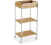 Versa Minden Mueble para el Baño Auxiliar, Estante de baño con 2 baldas, Medidas (Al x L x An) 81 x 40 x 29,5 cm, Madera, Color Marrón y blanco