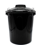 CABLEPELADO Cubo de Basura con tapa, Cubo basura Industrial, Cubo basura Plástico con asas metálicas, Contenedor residuos, 40 cm alto x 33 cm Diámetro superior, Capacidad 21 Litros, Negro
