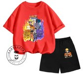 2024 Summer Most Popular Children's NARUTO Anime Character Print Design O-neck Lightweight Short Sleeve and Shorts Two-piece Set