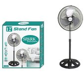 SPARK- VENTILADOR DE PIE DE 12". POTENCIA DE 40W. ALTURA AJUSTABLE. 3 VELOCIDADES. 3 ASPAS DE ALUMINIO. DIRECCIÓN AJUSTABLE A 120º.