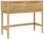 vidaXL Mesa consola FLORO madera maciza de pino 89,5x36,5x73 cm Marrón cera, Blanco, Gris Mesa de sofá Mesa de Entrada para Salón Consola de Entrada Mueble Recibidor Mesita Mesa auxiliar Salon