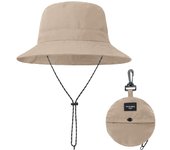 Sombrero de cubo plegable para mujer Sombrero ligero de verano ajustable Sombrero de pesca de playa plegable, color caqui