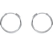Inmaculada Romero Pendientes Oro Blanco 18k Aros Huecos 13mm Redondos Lisos Mujer