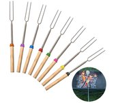 Brochetas extensibles para barbacoa, tenedores extra largos para asar a la parrilla; diseño telescópico para cocinar fácilmente en fogatas y barbacoas.