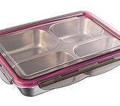 Plato dividido de acero inoxidable con tapa con cierre - Plato, para camping, a prueba de fugas, portátil, Bento de 4 compartimentos