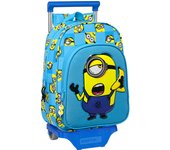 Safta - Mochila Minions Minionstatic con Carro Incluido Diseño Exclusivo - Mochila + Carro Minions Minionstatic Diseño Ergonómico