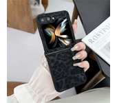 Fashion Leopard Print Phone Case for Samsung Galaxy Z Flip 6 Z Flip 5 Z Flip 4 Z Flip 3 Ultra Thin Leather Shockproof Case