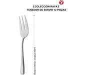 Mr.Spoon Serie Raya Cuchara y Tenedor de servir 2, 6 o 12 piezas,Acero inoxidable 18/0,Plateado,Económico y funcional,Cuchara y Tenedor de servir largo 248mm,Mango monobloque,Apto para lavavajillas,Empaque ecológico. Ideal para casa,hotel,restaurante