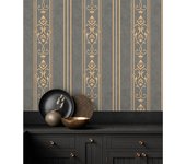 Muestra DIN A4 de Papel pintado vinílico lavable de rayas estilo victoriano con textura y relieve - Osman Classic Stripe 676861 de GAULAN