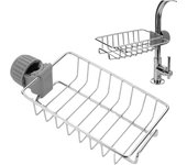 Estante de acero inoxidable para esponjas de cocina, escurridor de jabón y detergente para fregadero, escurridor para grifo de cocina