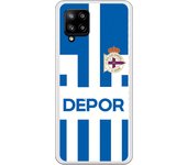 Funda original compatible con Samsung A42 5G - RC Deportivo camiseta rayas blanquiazul