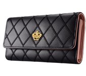Cartera de cuero de PU con forma de corona para mujer, monedero para niña y mujer, bolso de mano largo con forma de corona a la moda para mujer