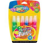 Set Tubo Tinta Pincel 6 Cores Neon
