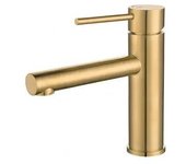 VALAZ Nansa Grifo de lavabo monomando con apertura de agua fría y caño recto color dorado cepillado