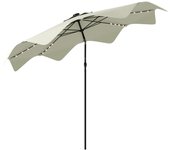 Sombrilla de Jardín Ø292x248 cm Parasol de Terraza Manual con 32 Luces LED Solares 8 Varillas Ángulo Ajustable Impermeable y Rejillas de Ventilación para Patio Balcón