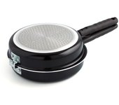 Quid Sartén Doble Aluminio Estampado 24CM Negro Liso Asas Baquelita Mango Ergonómico 2 Capas Antiadherentes Apto Vitrocerámica