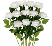 12 Flores Artificiales de Rosas Rojas de Seda con Tallo Largo, Flores Artificiales Ramo de Rosas Falsas para Bodas Despedidas de Soltera hogar jardín centros de Mesa decoración