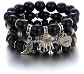 Pulsera Vintage Para Mujer Estilo Lujo Sencillo Multicolor Piedra Sistema Borla Colgante De Hoja Pulsera De Cuentas Multicapa