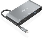 Docking USB Tipo-C Aisens ASUC-8P010-GR/ 1xHDMI/ 1xVGA/ 2xUSB/ 1xRJ45/ 2xUSB Tipo-C/ 1xUSB Tipo-C PD/ Gris