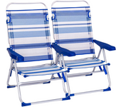 LILI HOME 🌊 Pack 2 Sillones Reclinables Sailor – 5 Posiciones - Estructura de aluminio - 61 x 66 x 110 cm ¡Y más modelos para elegir! Es perfecto para disfrutar de la playa, camping, jardín o terraza con máximo confort. Su diseño ergonómico,