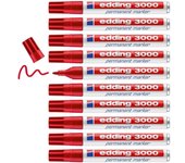 Edding 3000 marcador permanente Negro,Rojo,Azul,Verde,Amarillo,Naranja - 10 rotuladores - punta redonda 1,5-3 mm - indeleble de secado rápido - resistente al agua y a los borrones - cartón, plástico, madera, metal - universal calidad garantizada