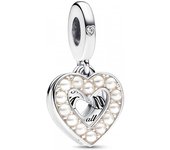 Pandora - Charm Colgante Doble Corazón Blanco Anacarado 792649C01