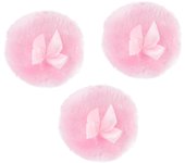 Juego de 3 borlas de Talco para Bebés, borlas de Talco para Cabello Largo para Mujeres, Diseño Redondo elegant, Pink