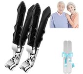 Olygee Clipmaster Pro, Olygee Clip Master Pro, Cortaúñas Clipmaster Pro, Cortaúñas de cabeza en ángulo grande con abertura ancha, para personas mayores con uñas gruesas (juego de 2)