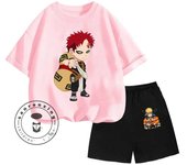 2024 Summer Most Popular Children's NARUTO Anime Character Print Design O-neck Lightweight Short Sleeve and Shorts Two-piece Set