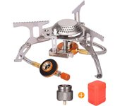Camping Gas Stove, 3500W Portable Backpacking Stove with Piezo Ignition, Portable Burner, Camping Stove Adapter and Carrying Cas