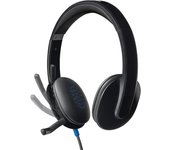 Logitech H540 Auriculares con Cable, Sonido Estéreo con Micrófono con Supresión de Ruido, USB, Controles Integrados en el Auricular, Indicador Luminoso de Silencio, PC/Mac/Portátil - Negro
