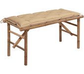vidaXL Banco de jardín plegable con cojín bambú 118 cm