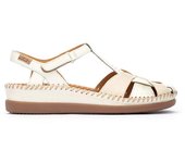 Pikolinos W8K-0847C1 Sandalias con cuña semicerradas para mujer blancas en piel 85430