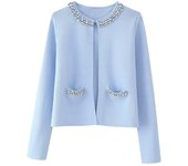 2024 ZAR4 Summer New Women's Fashion and Elegance Jewelry Decoration Flat Needle Coat Mini Skirt Set