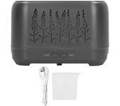 Humidificador de 200 ml con alimentación por USB, lámpara de ambiente con llama hueca, atomización ultrasónica, aromaterapia, humidificador negro