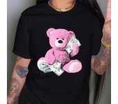 Bear Print Crew Neck T-Shirt, Casual Short Sleeve Top For Spring & Summer, Women's Clothing