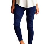 Women's Stretch Pants Casual Striped Decoration Slim Leg Dressy Trousers Trendy Skinny Straight Leg Pants with Pockets