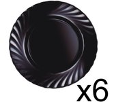 LUMINARC TRIANON NEGRO 6 Plato Llano Vidrio 24,5CM Negro Brillo Fabricado en Francia Reciclable